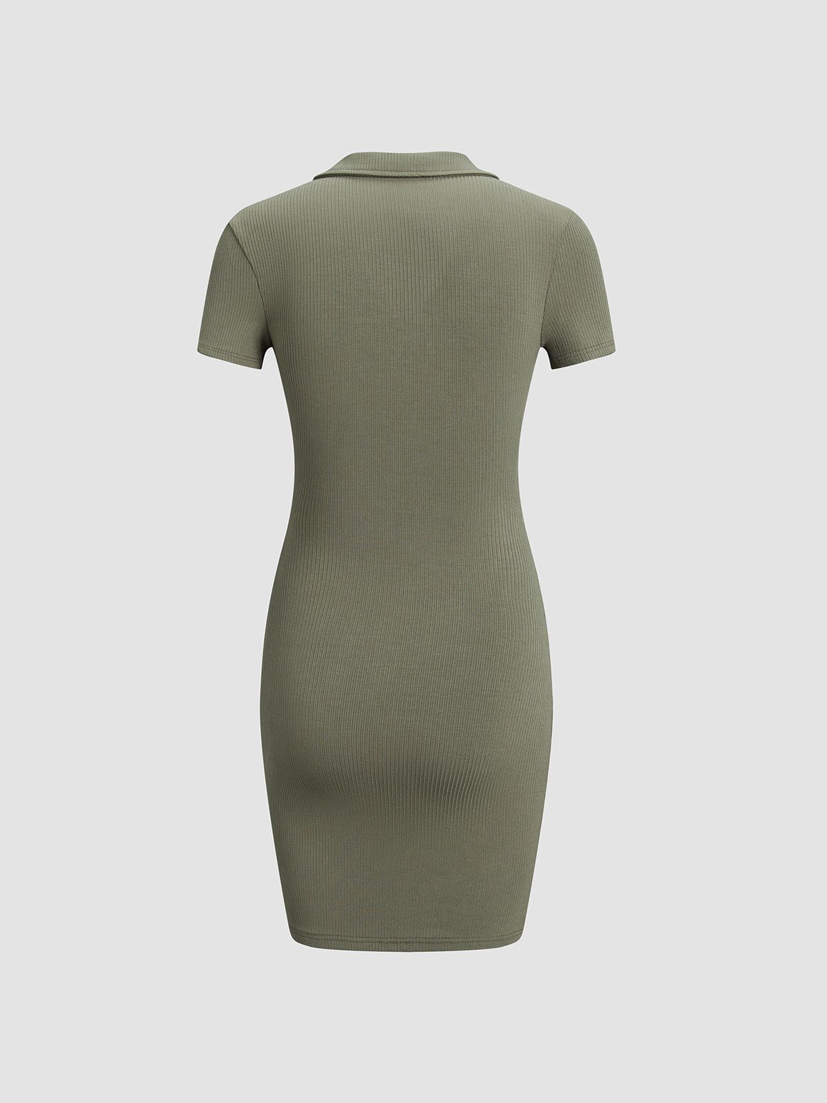 Collared V-Neck Polo Bodycon Short Dress sold by COMMENSE product image thumbnail 5