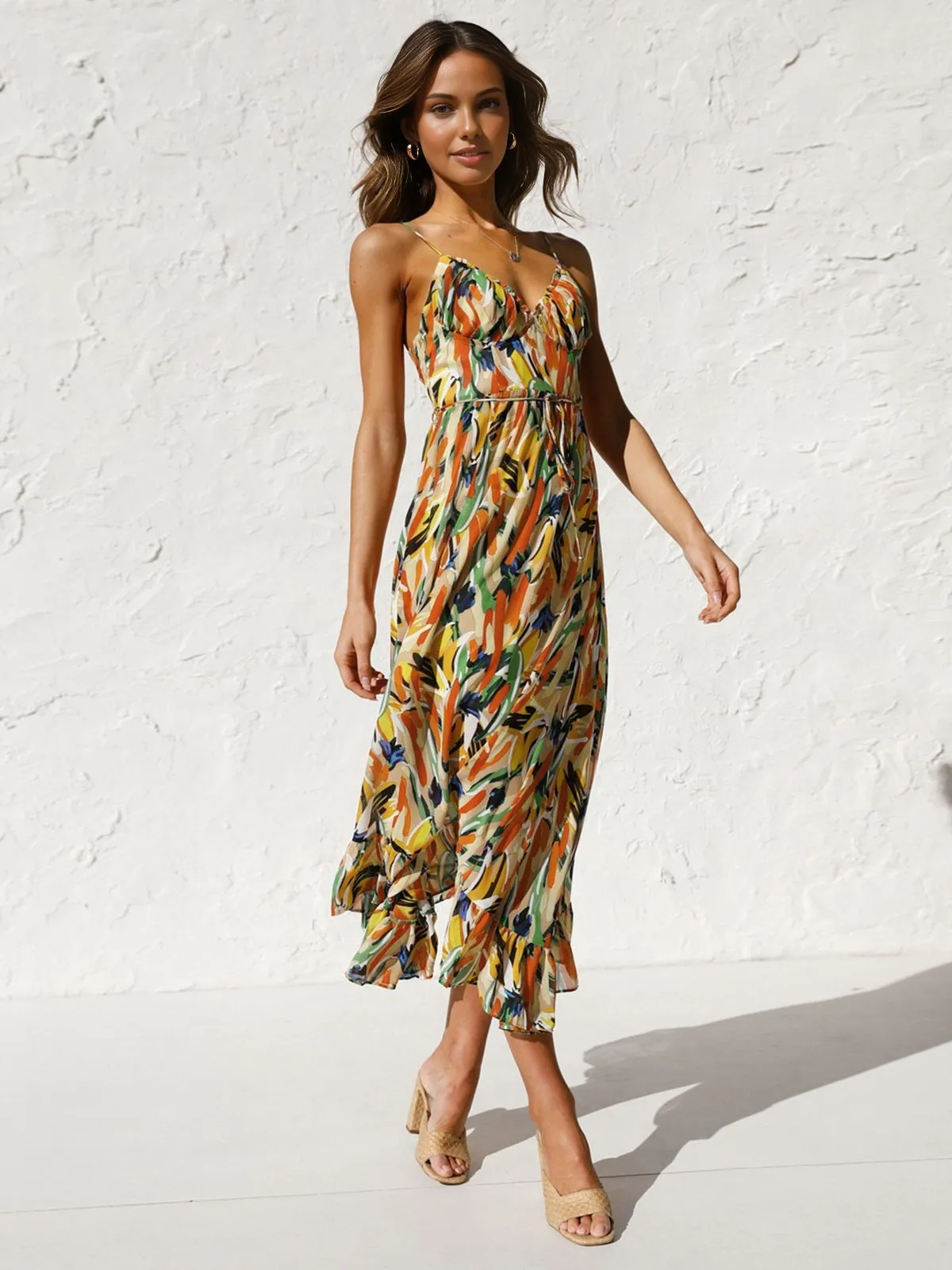 Multi Color Print Cami Midi Dress sold by COMMENSE product image thumbnail 3