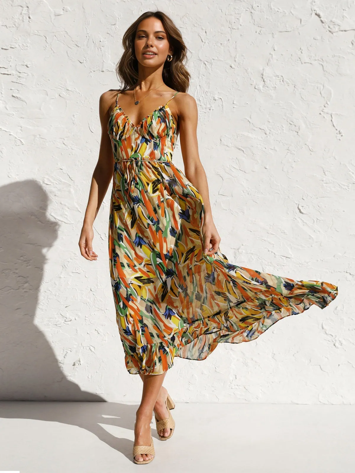 Multi Color Print Cami Midi Dress sold by COMMENSE product image thumbnail 2