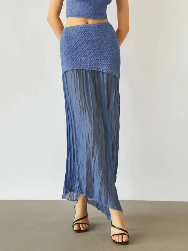Sea Breeze Patchwork Maxi Skirt made by COMMENSE