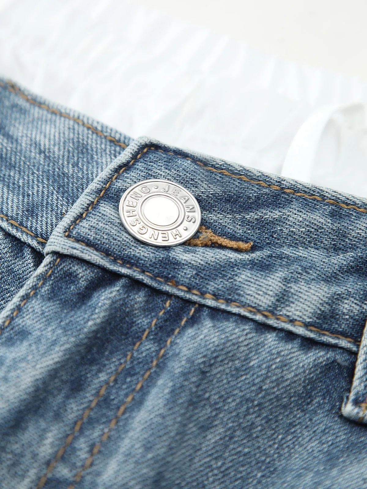 Contrast Binding Drawstring Denim Jeans sold by COMMENSE product image thumbnail 2