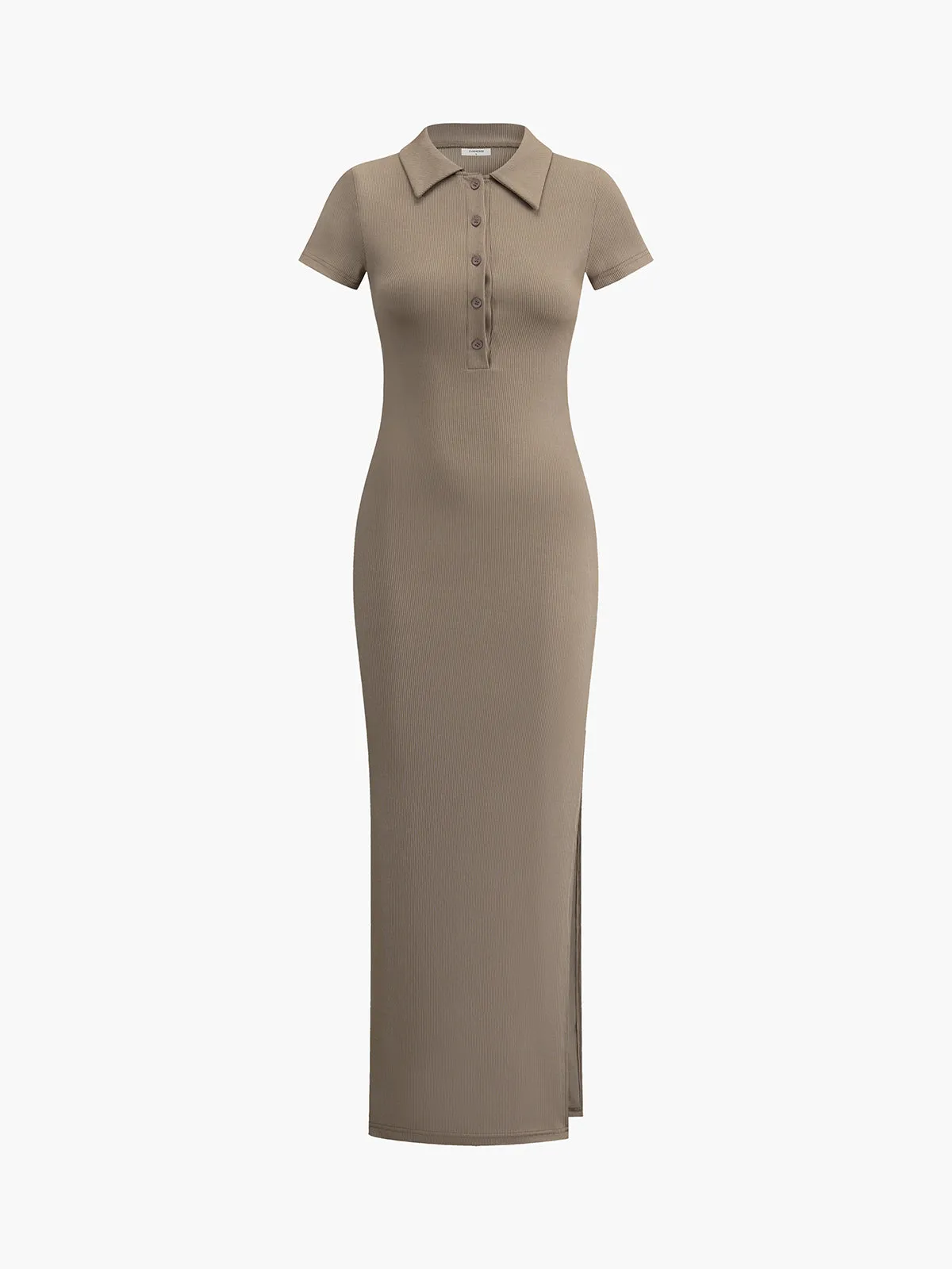 Split Ribbed Knit Long Dress sold by COMMENSE
