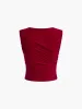 Leisure Pleated Sleeveless Tank Top sold by COMMENSE