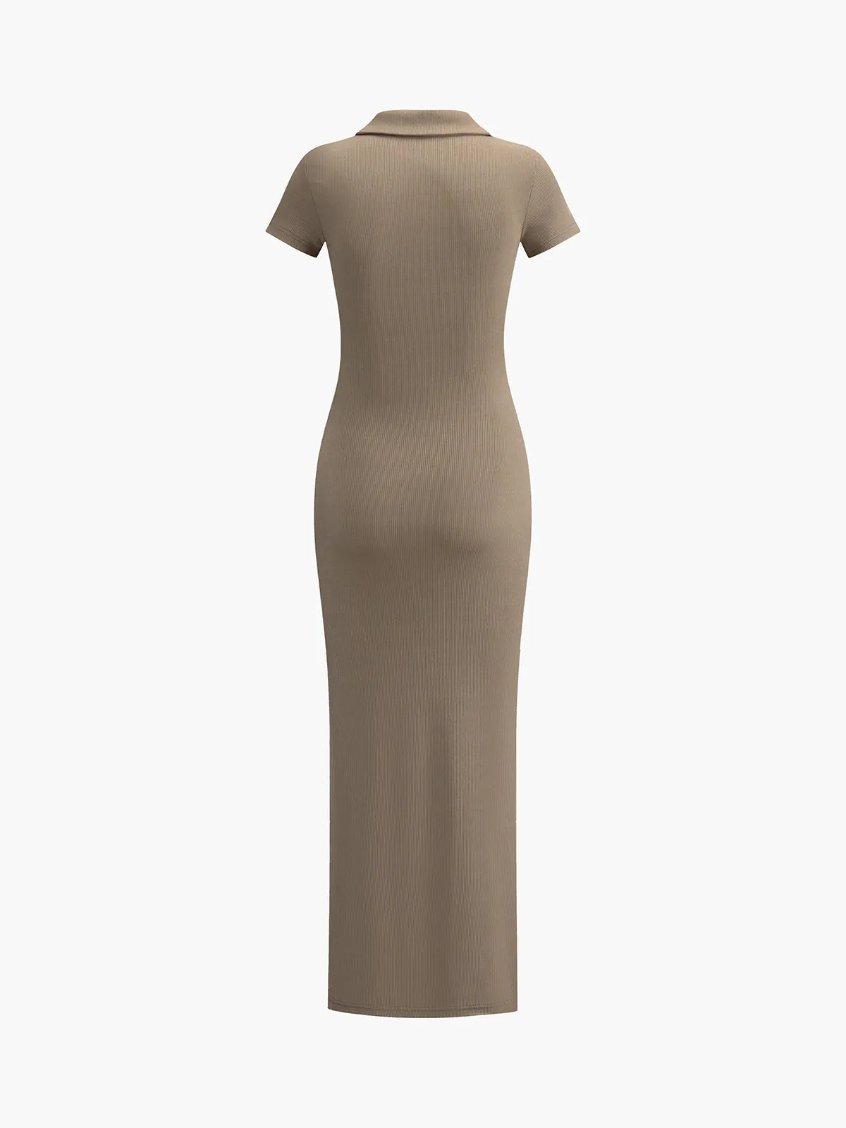 Split Ribbed Knit Long Dress sold by COMMENSE product image thumbnail 5