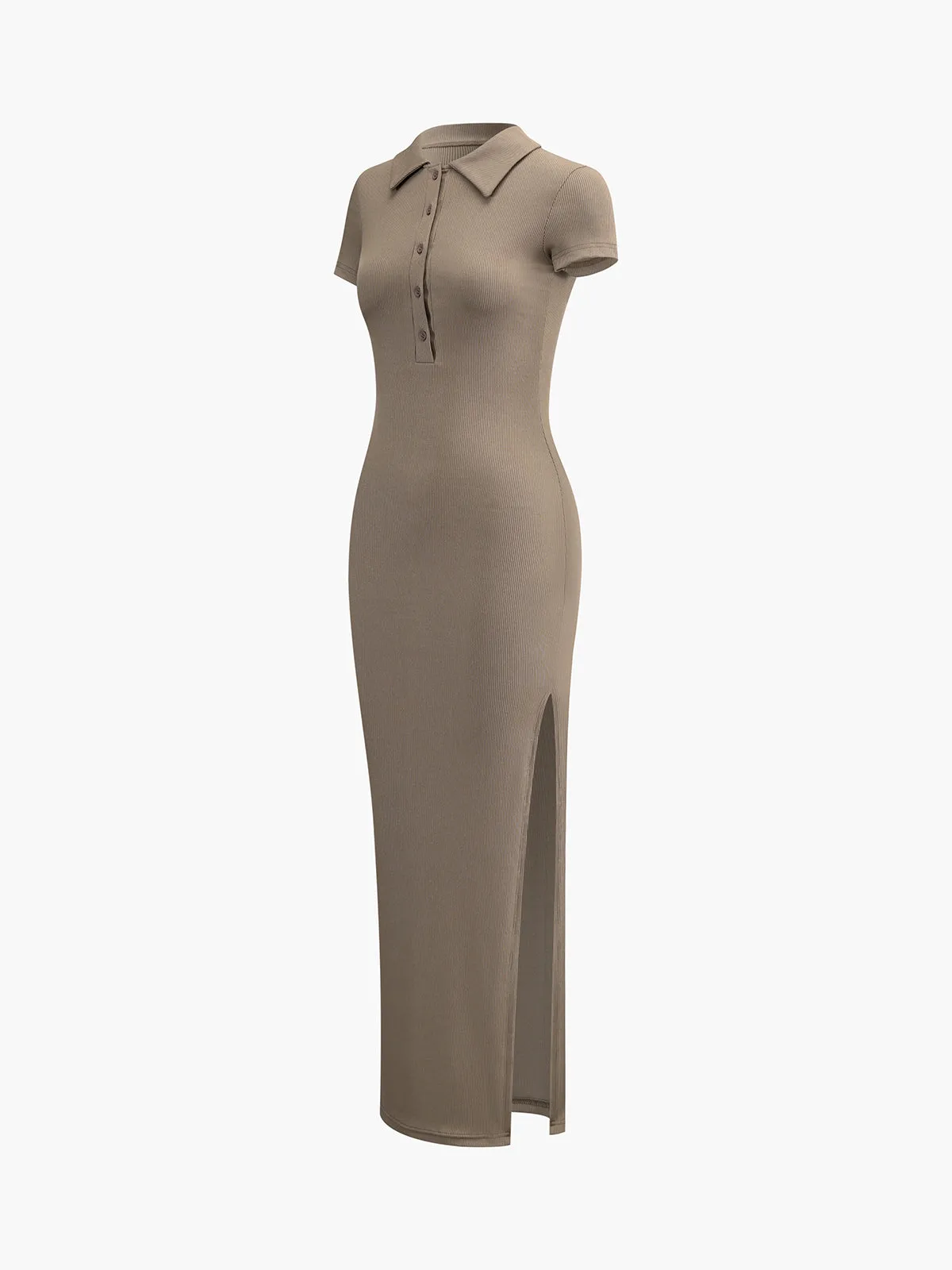 Split Ribbed Knit Long Dress sold by COMMENSE product image thumbnail 2