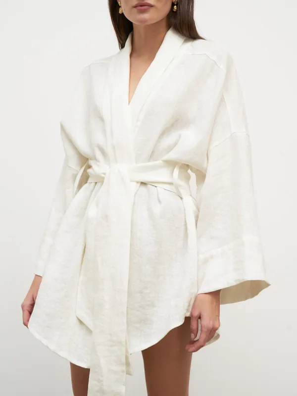 Linen Cotton Tied Shirt Dress sold by COMMENSE