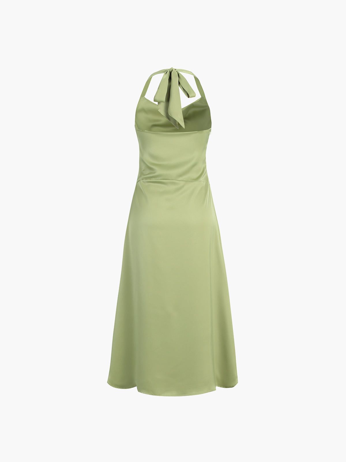 Halter Tied Zippered Satin Midi Dress sold by COMMENSE product image thumbnail 2