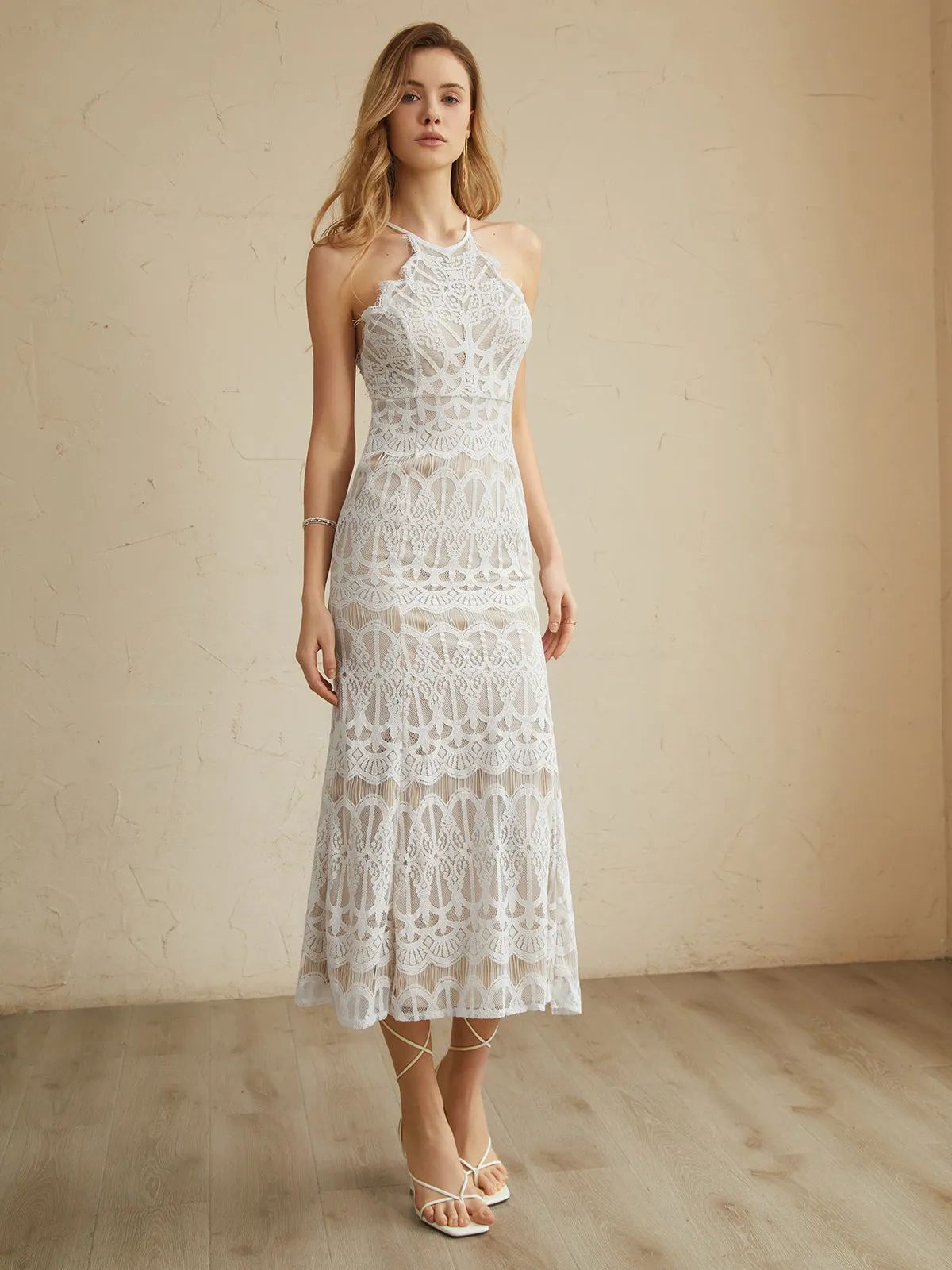 Glamorous Lace Halter Long Dress sold by COMMENSE product image thumbnail 2