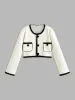 Contrast Trim Flower Decor Cardigan sold by COMMENSE