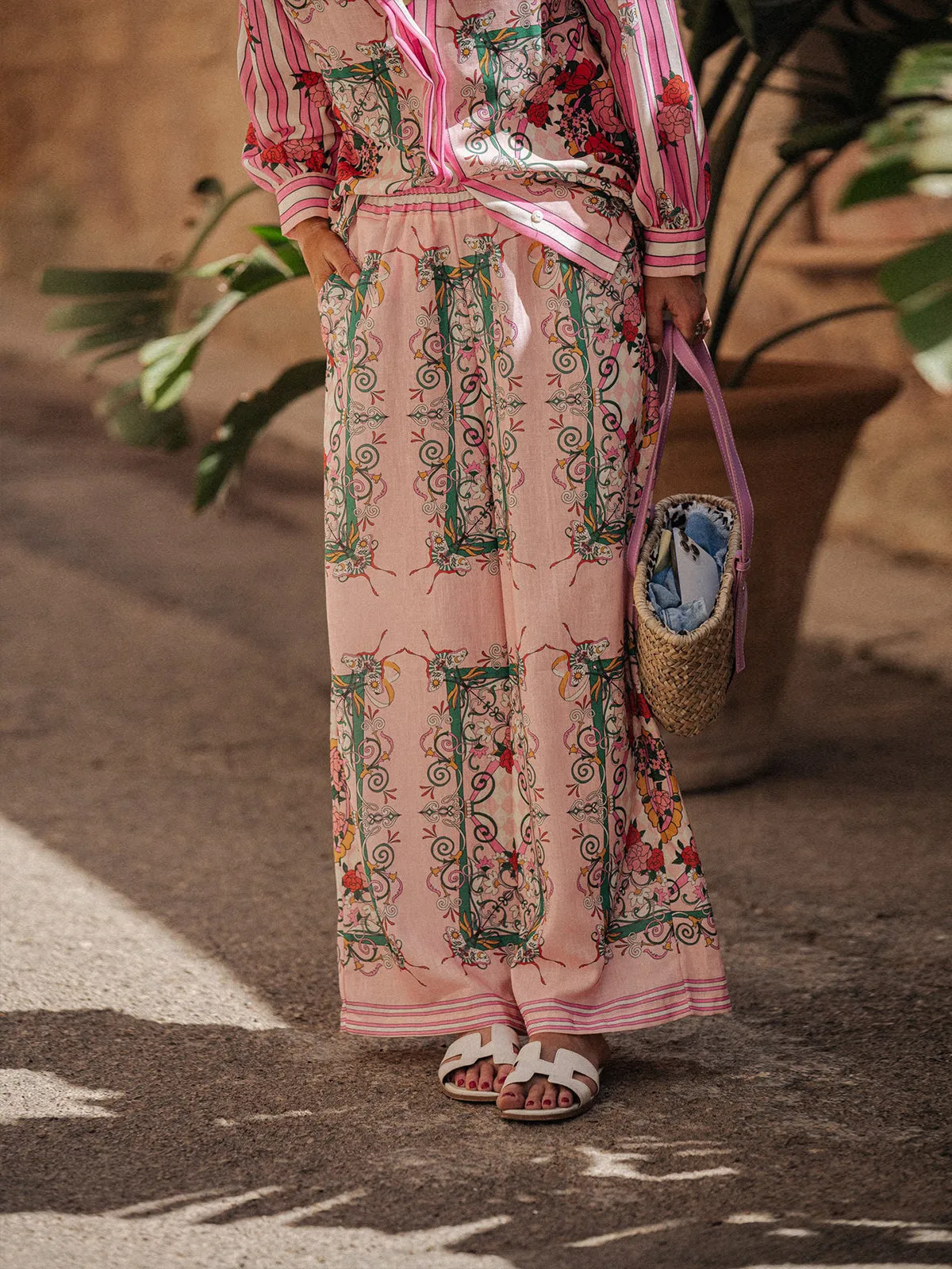 Floral Printed Loose Shirt With Pants Set sold by COMMENSE product image thumbnail 5