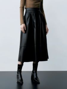 High Waist Faux Leather Midi Skirt sold by COMMENSE