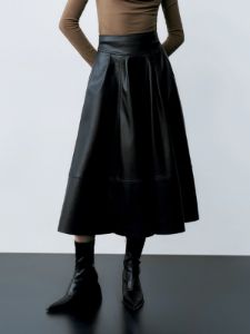 High Waist Faux Leather Midi Skirt sold by COMMENSE