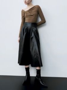 High Waist Faux Leather Midi Skirt sold by COMMENSE
