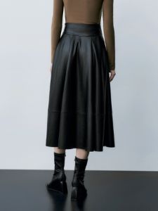 High Waist Faux Leather Midi Skirt sold by COMMENSE
