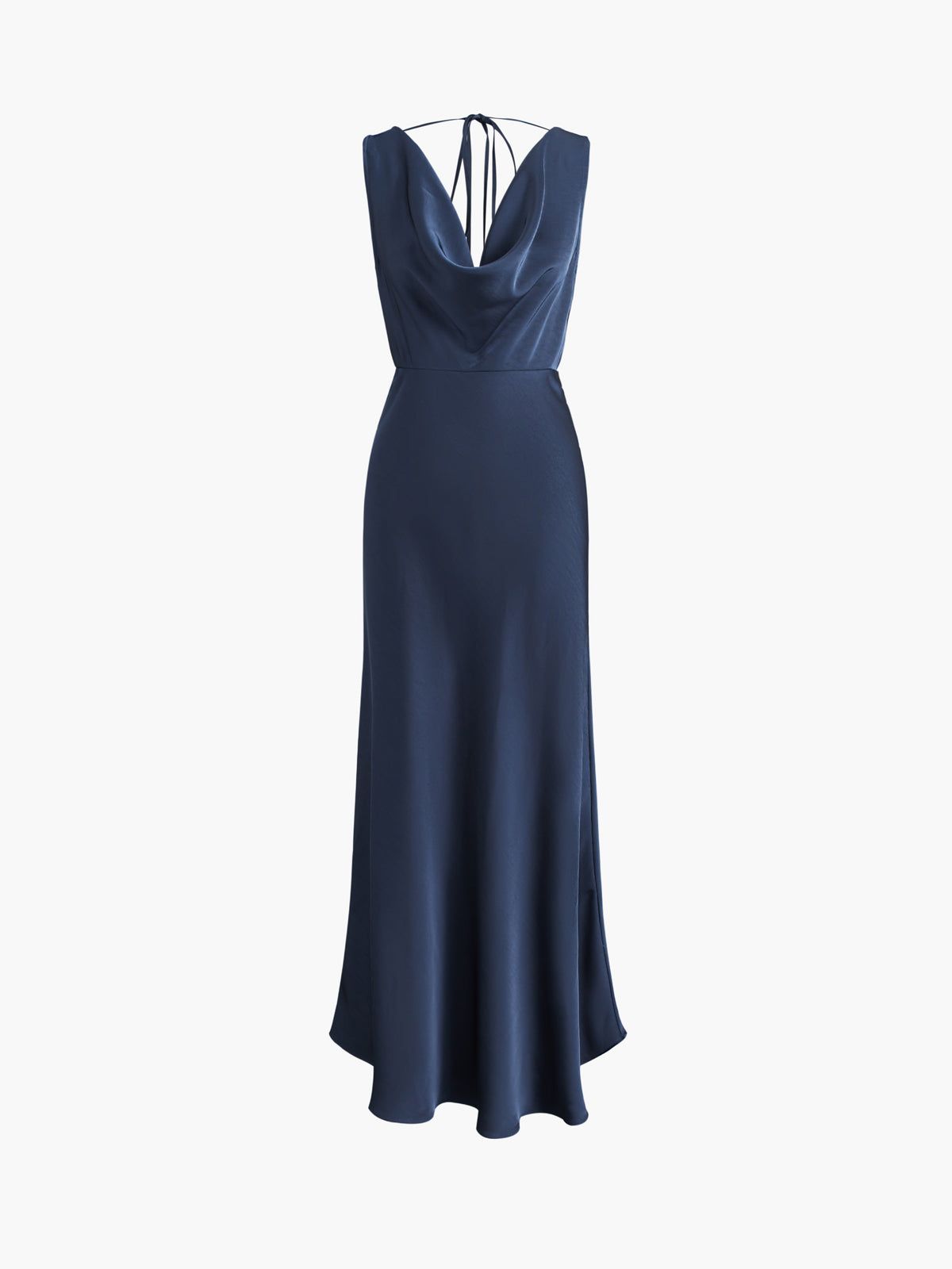 Tied Cowl Neck Satin Flowy Midi Dress sold by COMMENSE