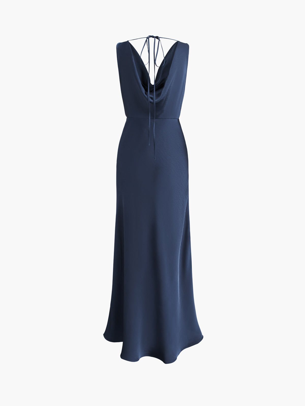 Tied Cowl Neck Satin Flowy Midi Dress sold by COMMENSE product image thumbnail 3