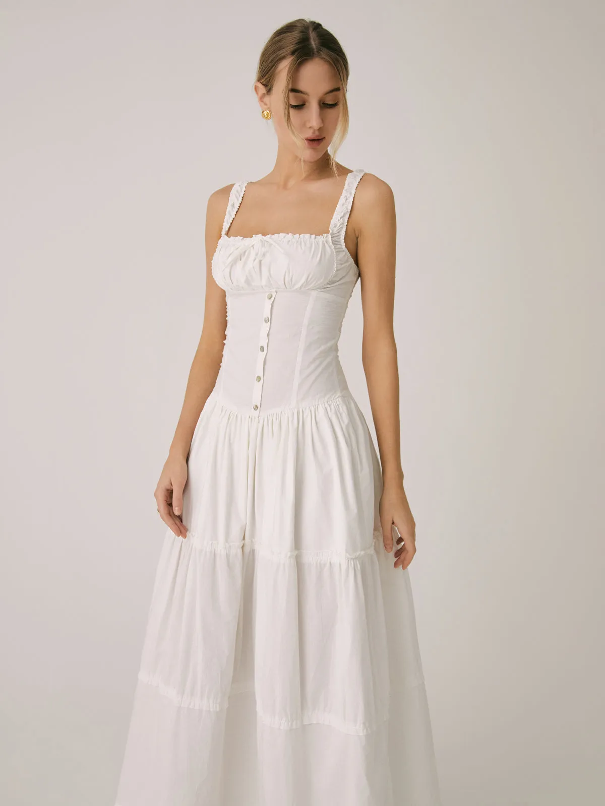 Solid Patchwork Tie Front Long Dress sold by COMMENSE product image thumbnail 2