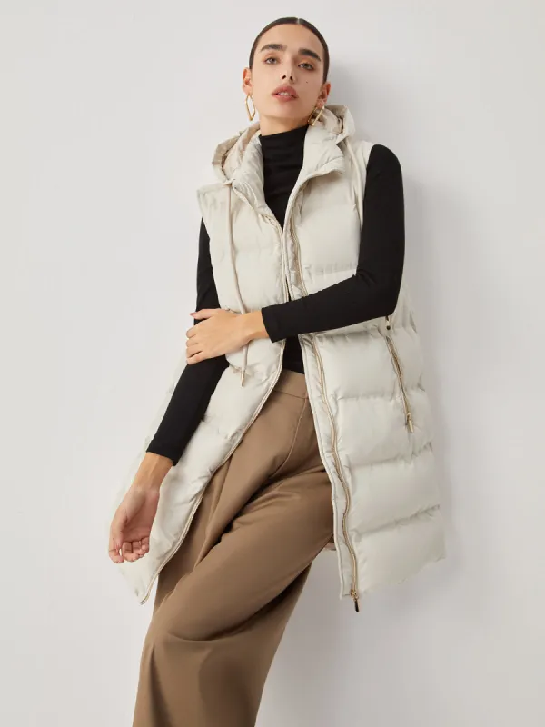 Double Pockets Hooded Quilted Puffer Longline Coat sold by COMMENSE