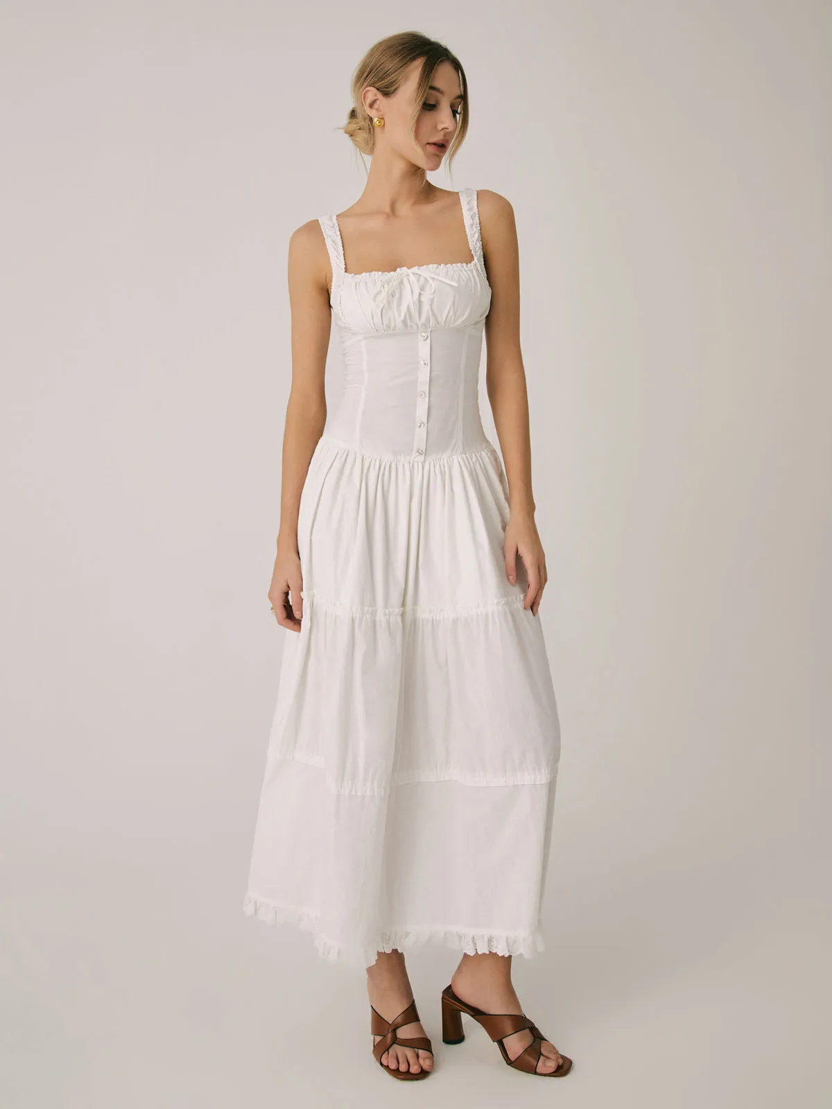 Solid Patchwork Tie Front Long Dress sold by COMMENSE product image thumbnail 4