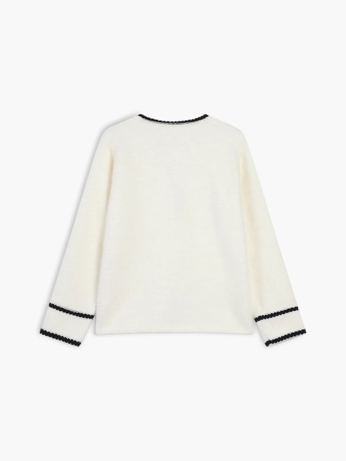 Contrast Trim Pearl Button Double Pockets Cardigan sold by COMMENSE product image thumbnail 2