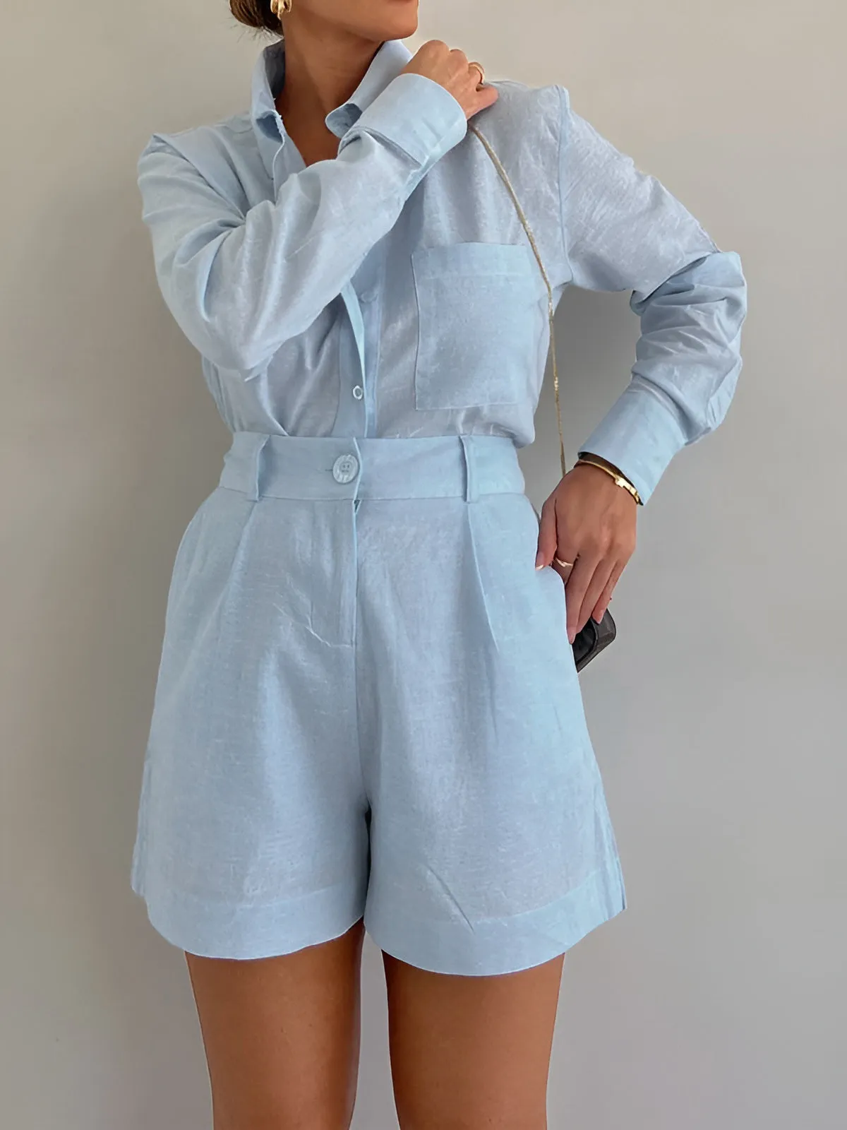 Long Sleeve Loose Shorts Set sold by COMMENSE product image thumbnail 4