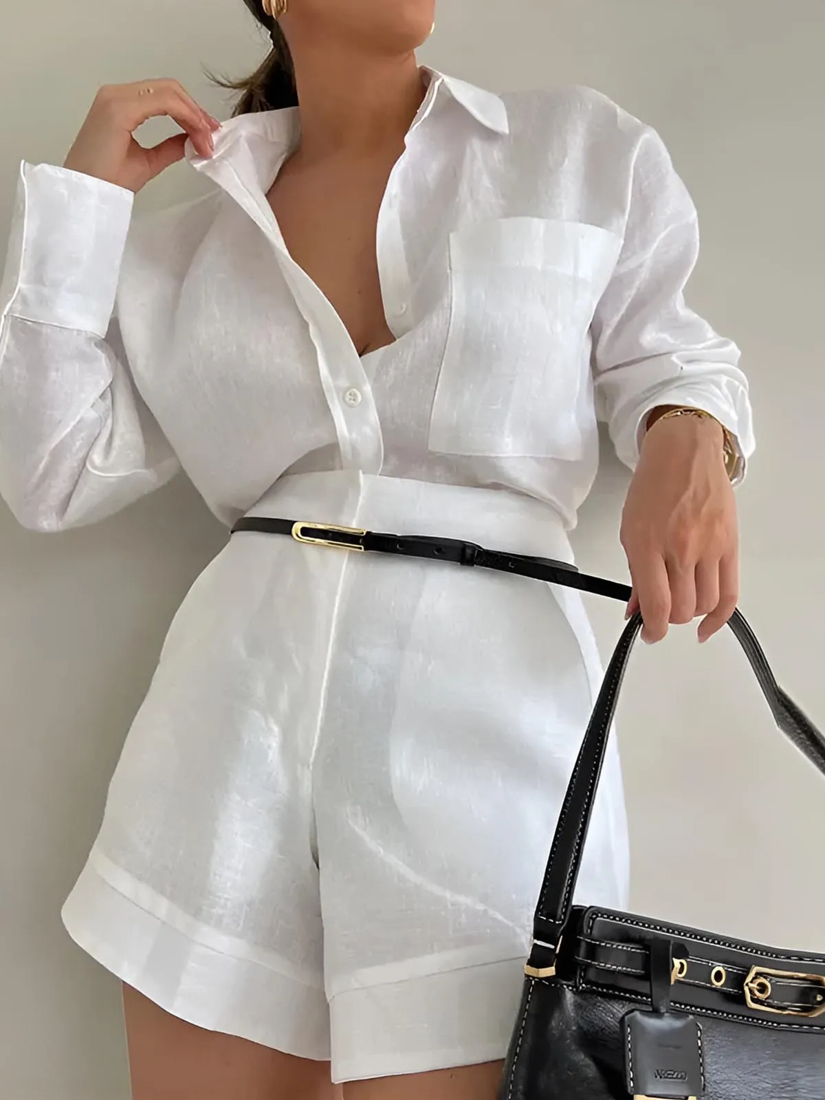 Long Sleeve Loose Shorts Set sold by COMMENSE product image thumbnail 5