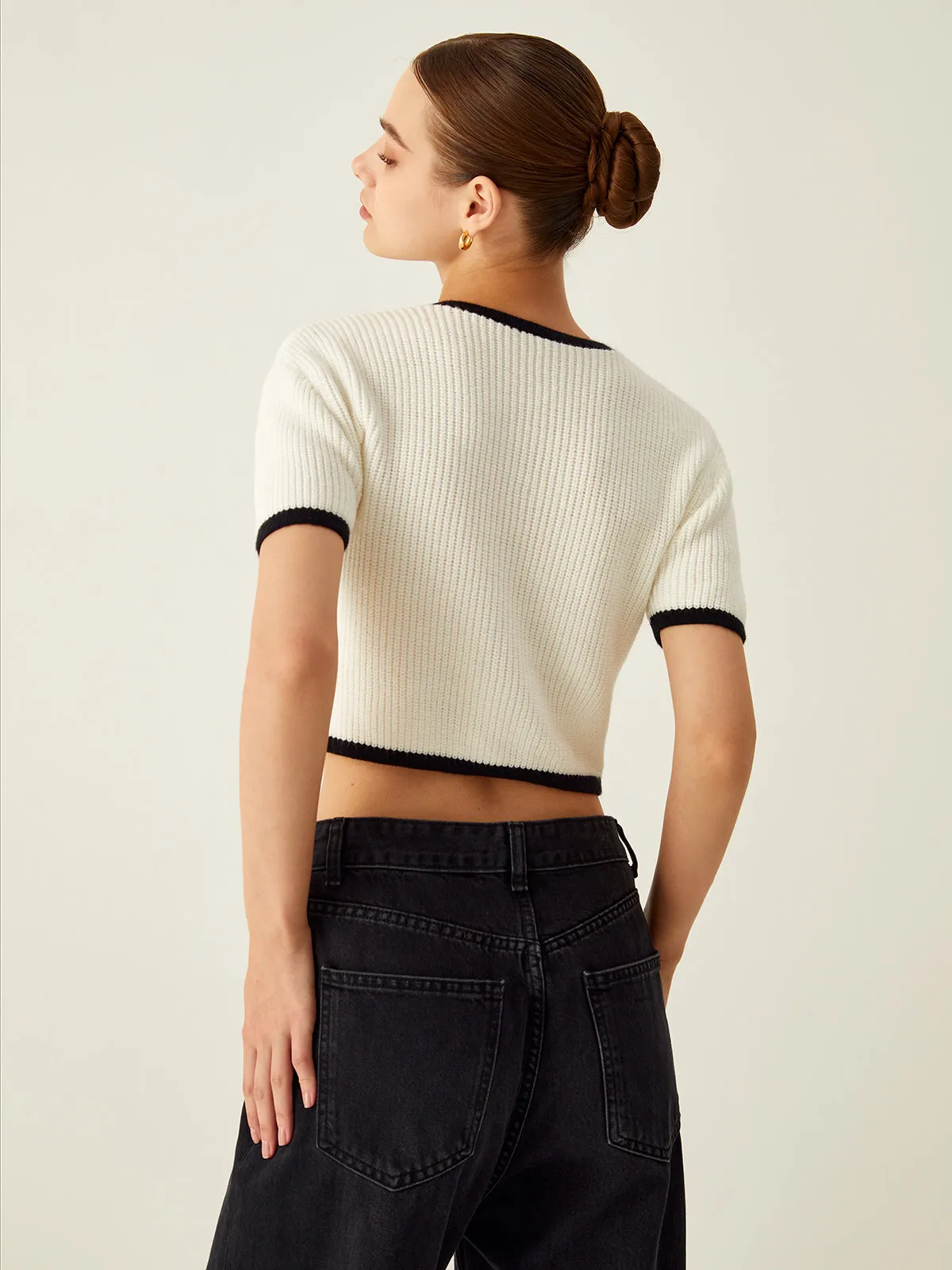 Contrast Knitted Crop Top sold by COMMENSE product image thumbnail 5