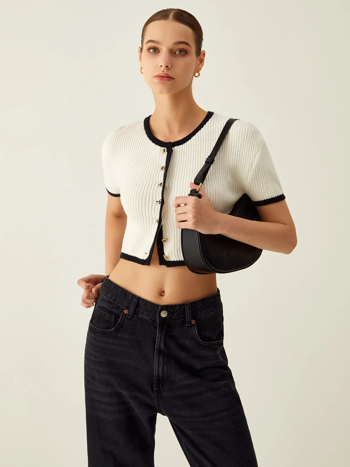 Contrast Knitted Crop Top sold by COMMENSE product image thumbnail 2