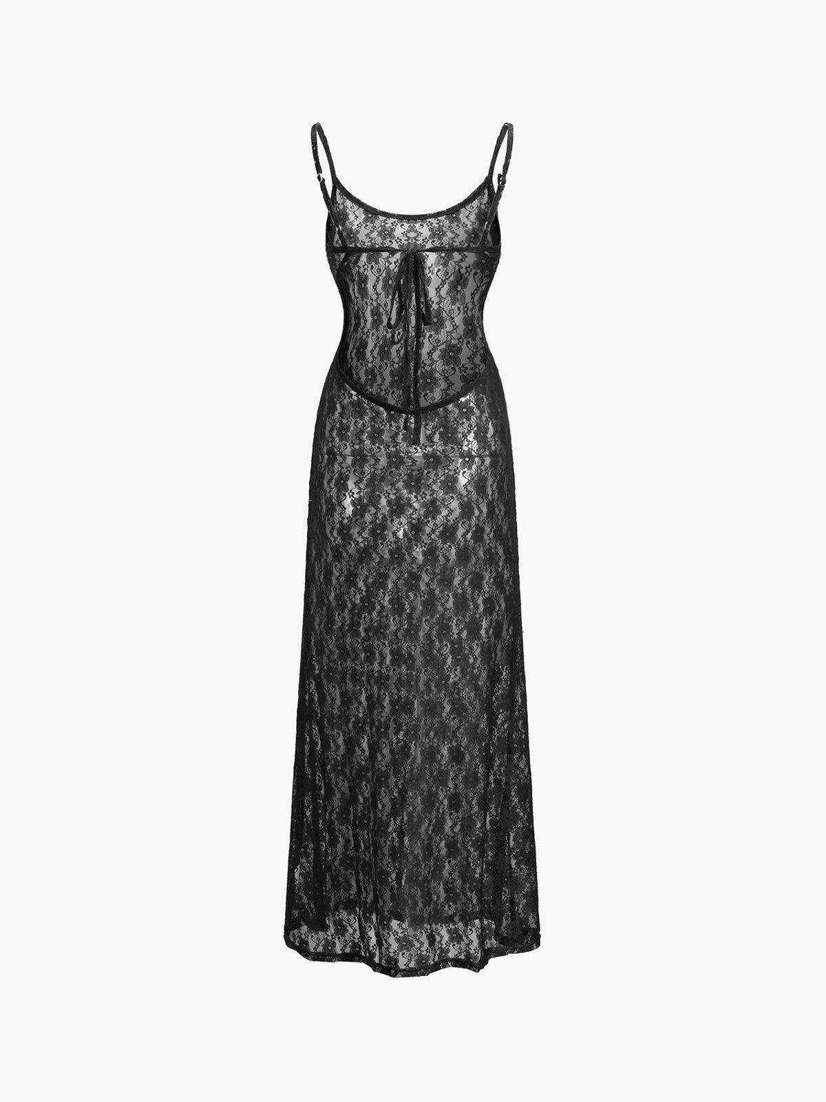 Lace Open Back Tied Midi Dress sold by COMMENSE product image thumbnail 2