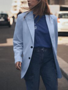 Sky Blue Single Breasted Blazer sold by COMMENSE