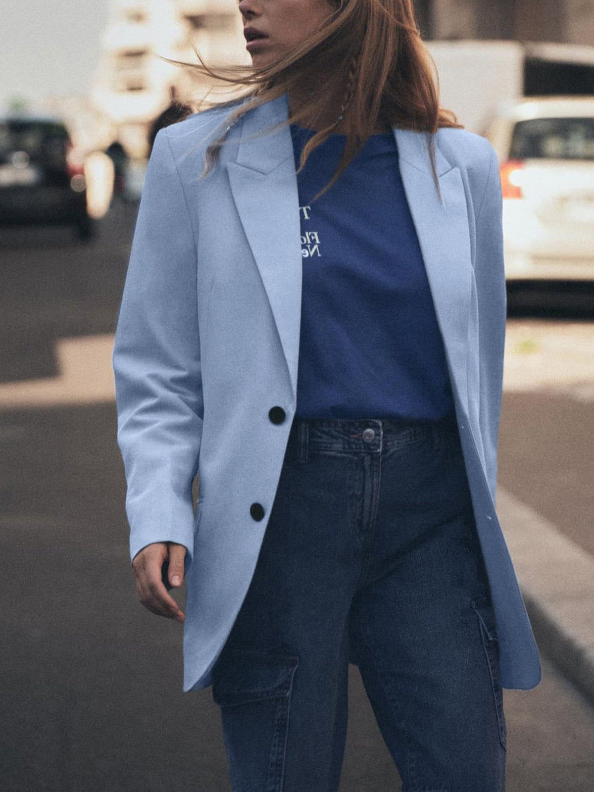 Sky Blue Single Breasted Blazer sold by COMMENSE product image thumbnail 2