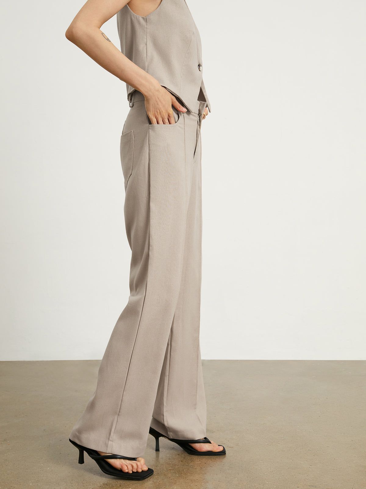 Smart Linen Wide Leg Pants sold by COMMENSE product image thumbnail 4
