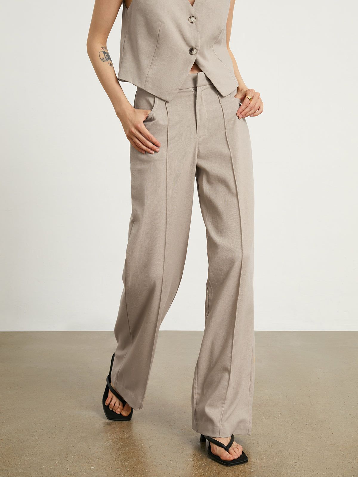 Smart Linen Wide Leg Pants sold by COMMENSE