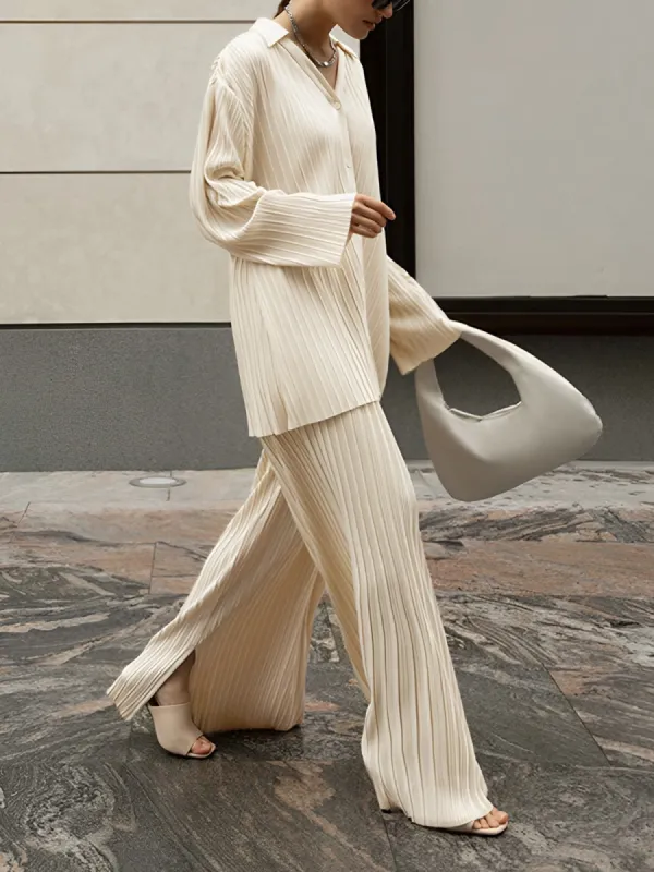 Oversized Leisure Pleat Pockets Two Piece Pants Set sold by COMMENSE
