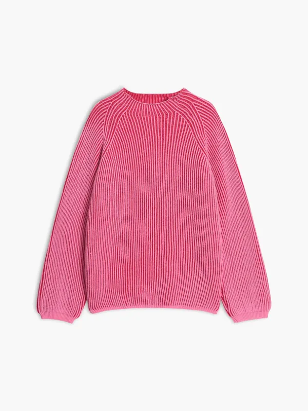 Pink Rib Slouchy Sweater sold by COMMENSE