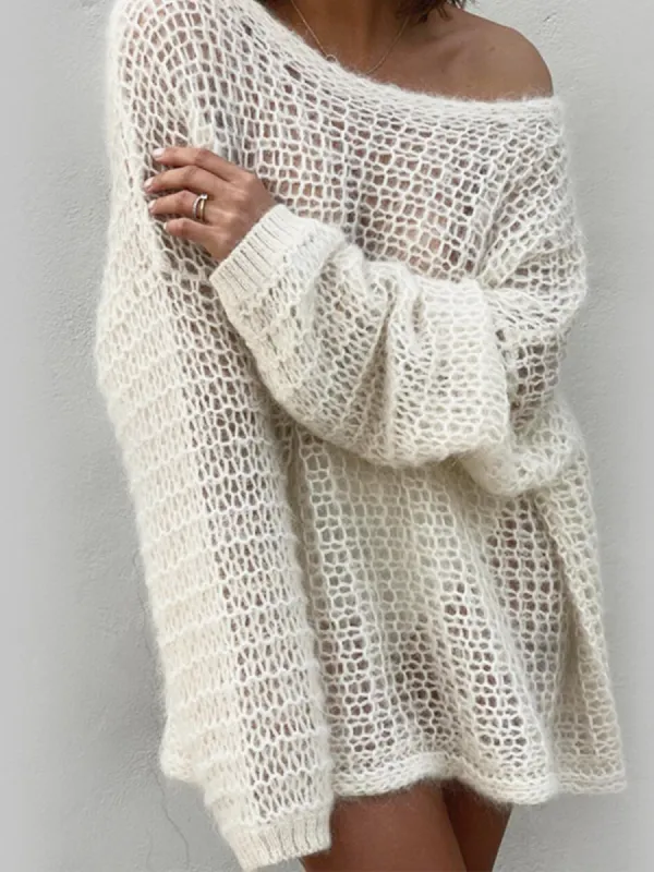 Open Knit Oversized Sweater sold by COMMENSE