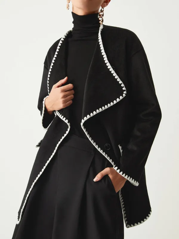 Embroidered Trim Kimono Coat sold by COMMENSE