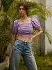Pure Cotton Pleated Open Back Blouse sold by COMMENSE