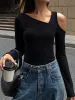 Asymmetrical Neck One Shoulder Slinky Top sold by COMMENSE