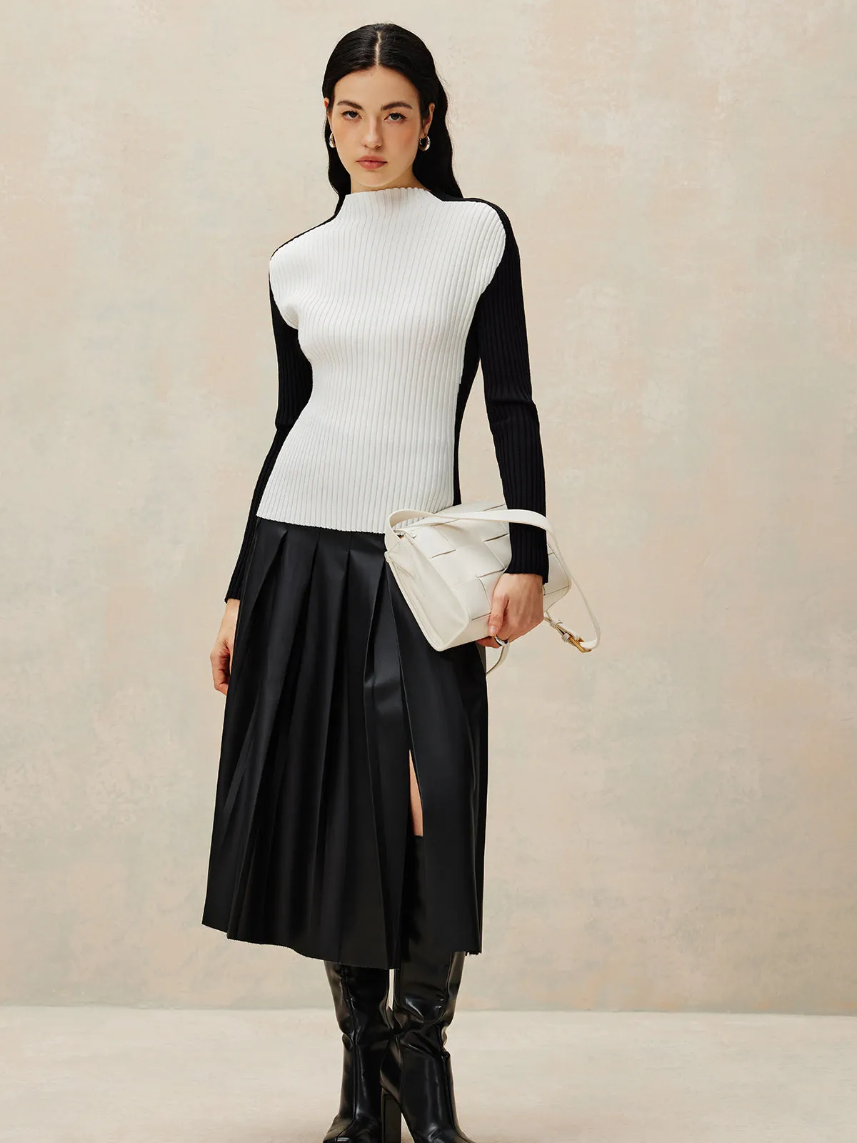 Color Block Ribbed Knit Top sold by COMMENSE product image thumbnail 2