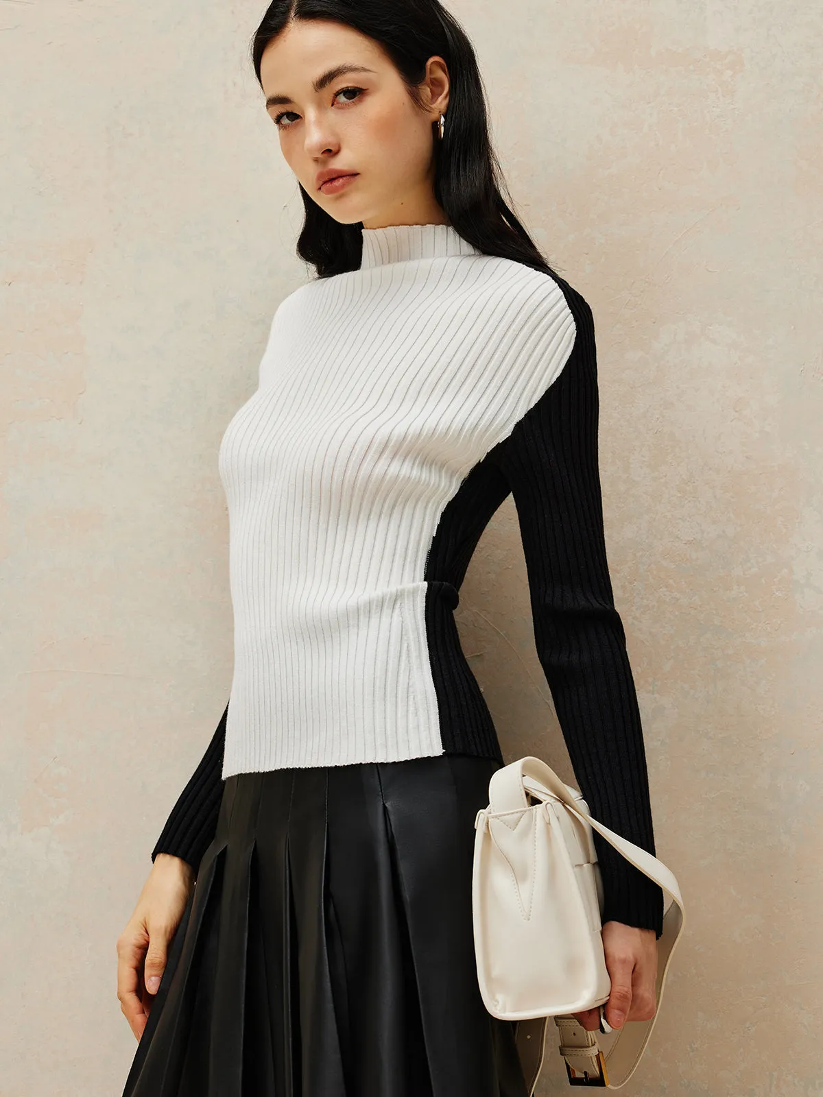 Color Block Ribbed Knit Top sold by COMMENSE product image thumbnail 3