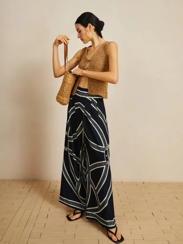 Print Wide Leg Pants sold by COMMENSE