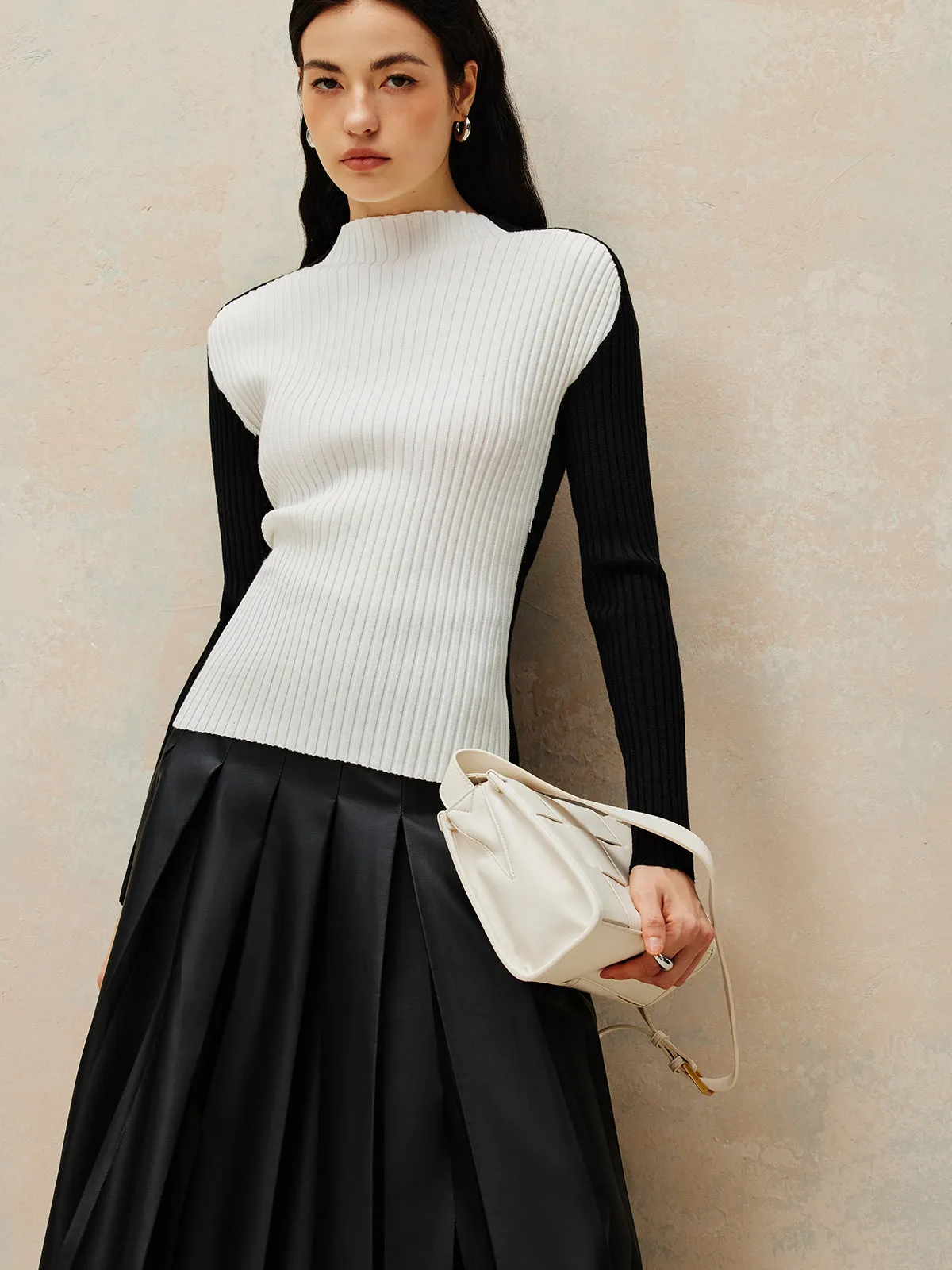 Color Block Ribbed Knit Top sold by COMMENSE product image thumbnail 4