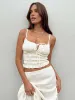 Chiffon Lettuce Trim Tie-Front Cami Top sold by COMMENSE