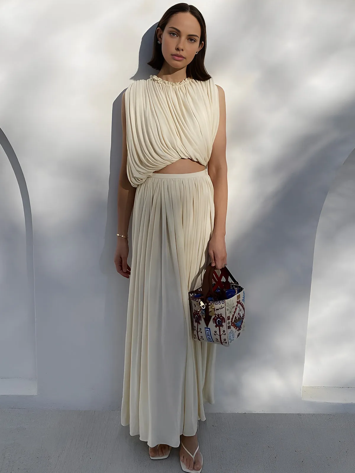 Romantic Asymmetric Pleated Chiffon Skirt Set sold by COMMENSE product image thumbnail 3