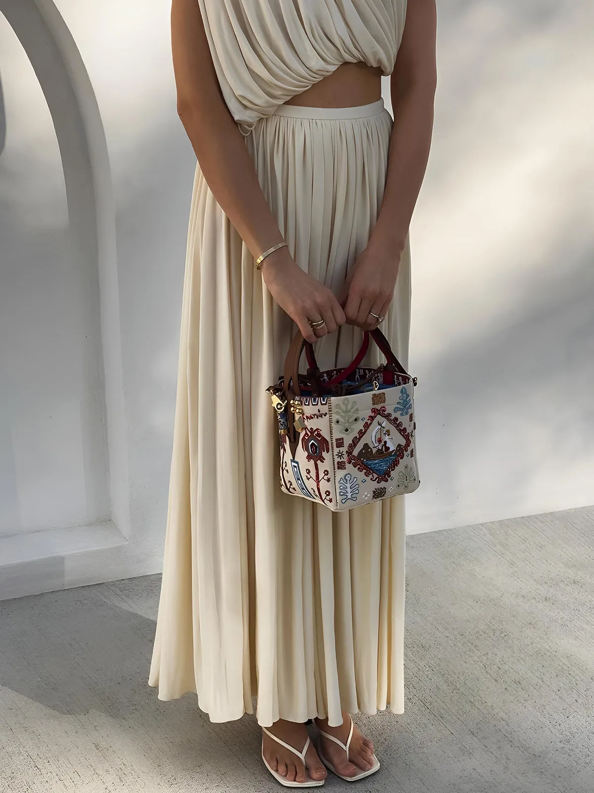 Romantic Asymmetric Pleated Chiffon Skirt Set sold by COMMENSE product image thumbnail 4