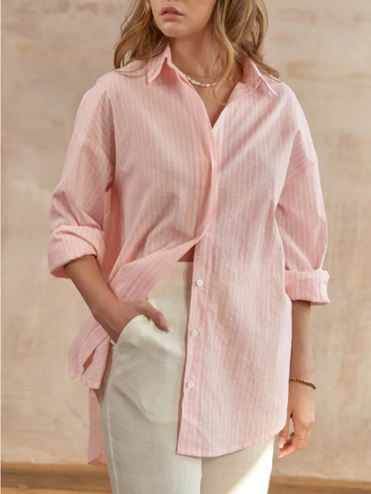 Striped Long Sleeve Shirt sold by COMMENSE product image thumbnail 2