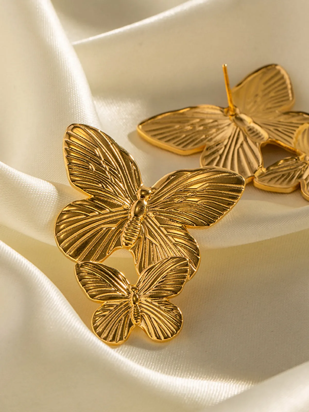 Golden Double Butterfly Earrings sold by COMMENSE product image thumbnail 4