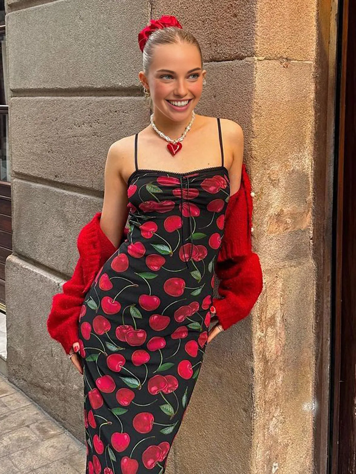 Semi-Sheer Floral Cami Long Dress sold by COMMENSE product image thumbnail 3