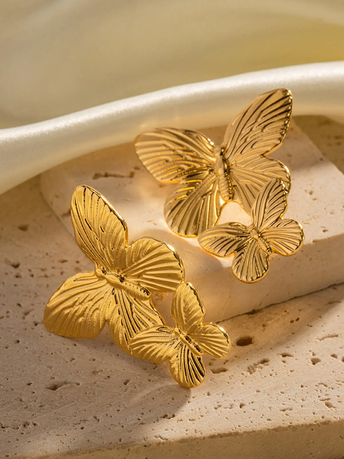 Golden Double Butterfly Earrings sold by COMMENSE product image thumbnail 2